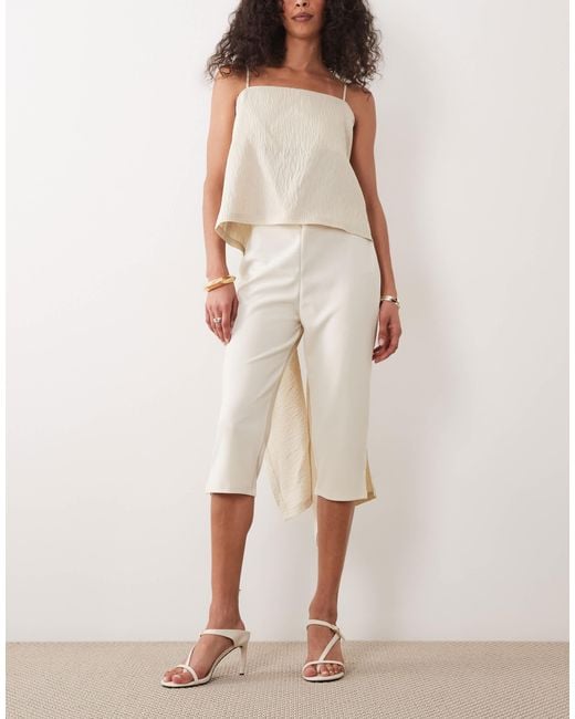 ASOS Natural Capri Trousers With Side Split