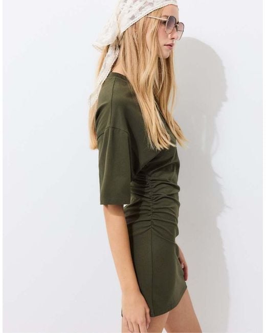 Stradivarius Green Short T-Shirt Dress