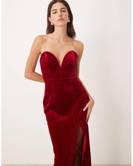 Nobody's Child Velvet Plunge Structured Tube Midi Dress