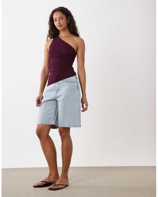 Cotton On Red Stud Asymmetric Knit Top