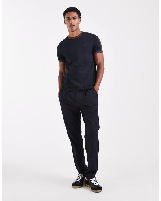 Fred Perry Blue Contrast Tape Ringer T-Shirt for men