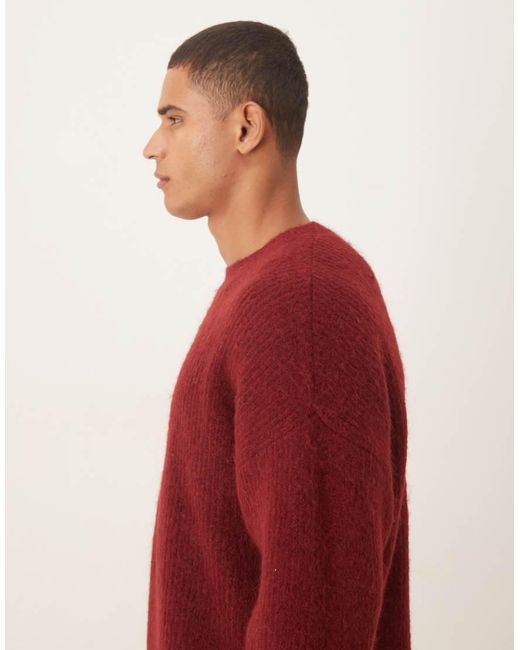 ASOS Red Oversized Knitted Crew Neck Wool Jumper for men
