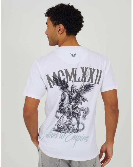 Brave Soul White Cotton Relaxed Fit Graphic T-Shirt for men