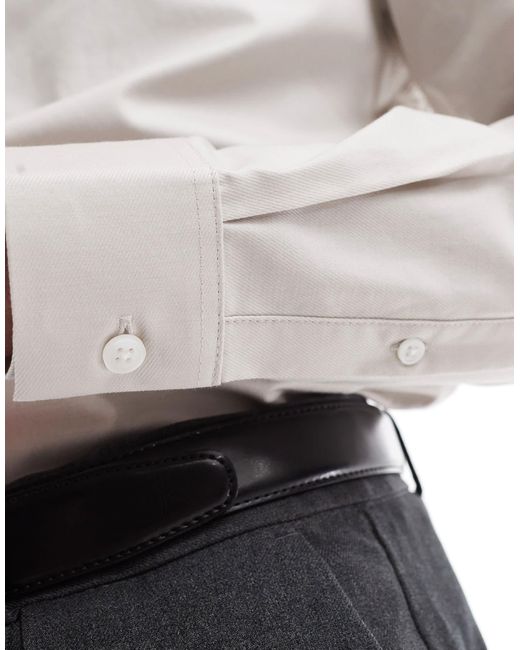 ASOS – elegantes, leicht zu bügelndes twill-hemd in White für Herren
