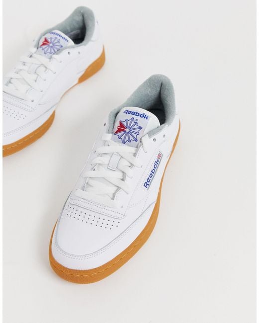 Reebok Leather Club C 85 Trainers With Gum Sole in White for Men | Lyst