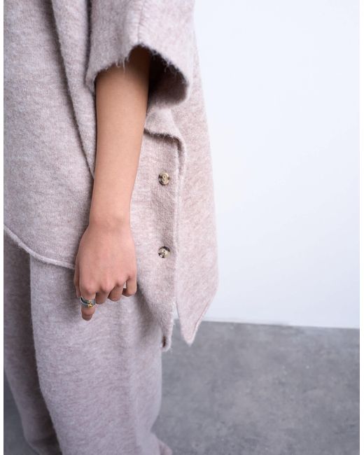 Poncho d'ensemble souple en maille - beige TOPSHOP en coloris Purple