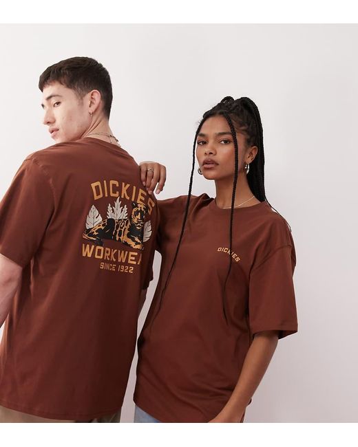Dickies Brown Panther Graphic Back Print T-shirt