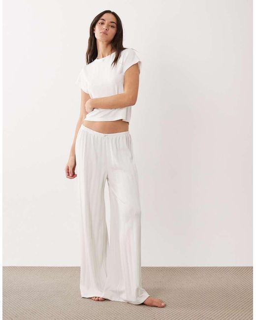 ASOS Natural Pointelle Pajama Baby Tee With Rosebud Trim
