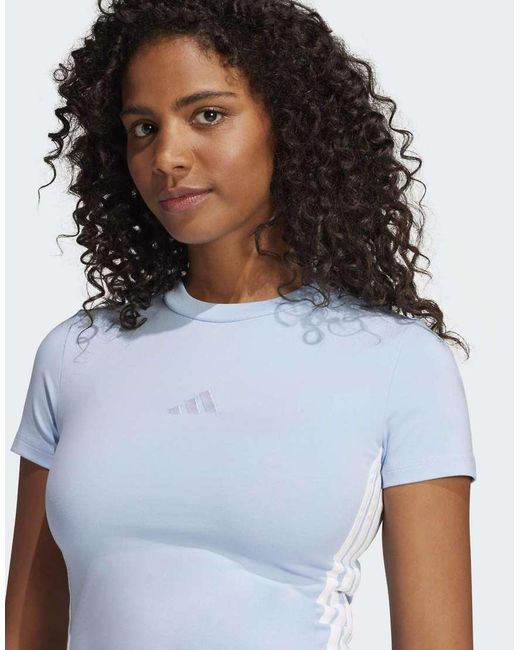 Adidas Originals Blue Essentials 3-Stripes Slim Baby Tee