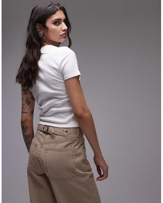 TOPSHOP White Embroidered Los Feliz Baby Tee