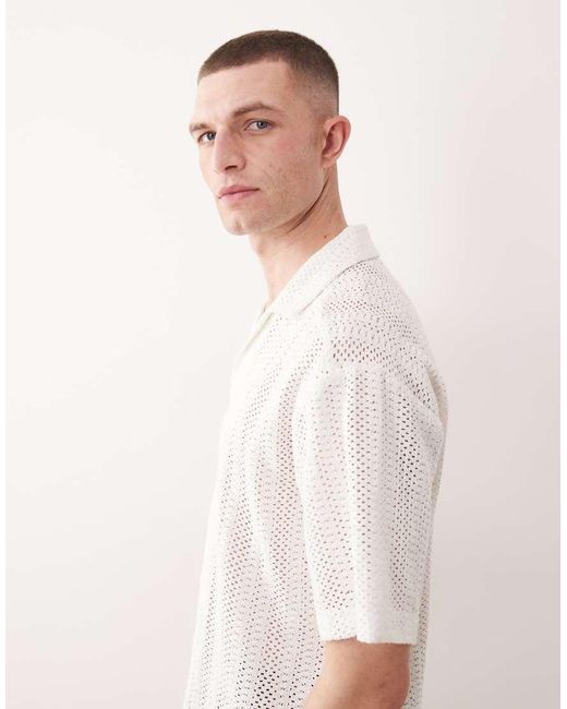Only & Sons White Crochet Shirt for men
