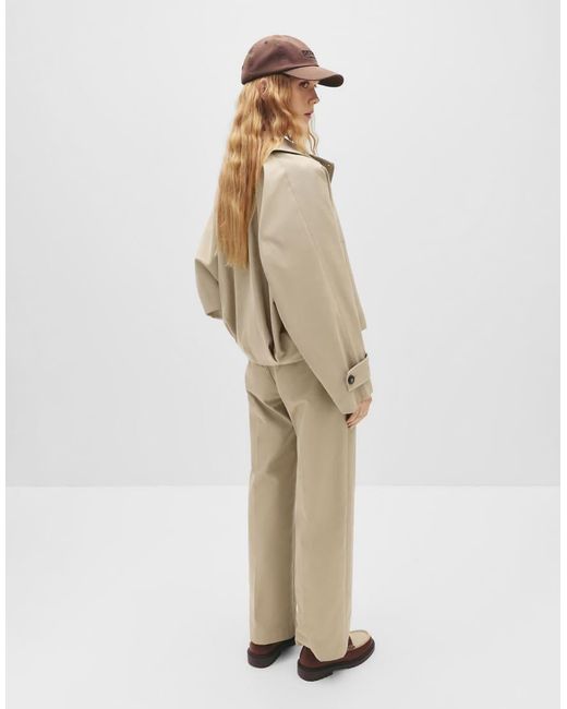 Trench Corto Color Sabbia Con Maniche Voluminose di Pull&Bear in Natural