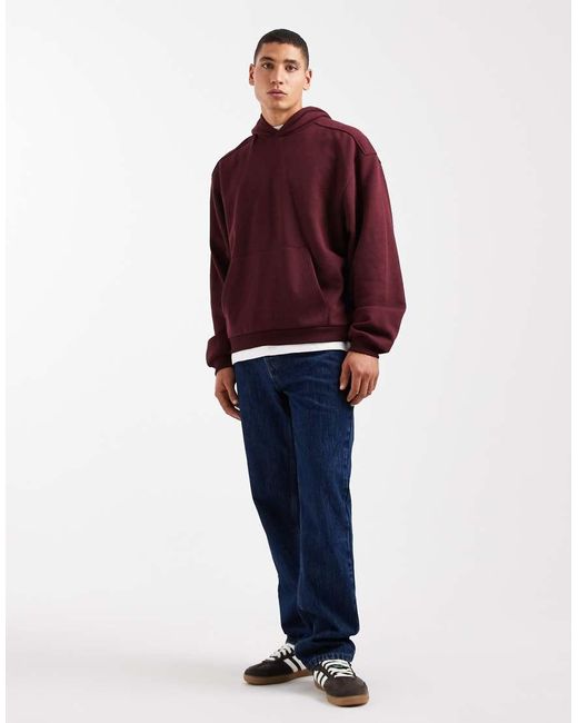 ASOS Red Relaxed Boxy Hoodie With Print for men