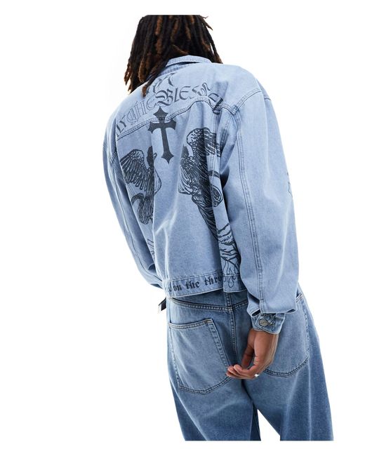 Veste en jean imprim e Liquor N Poker pour homme en coloris Bleu