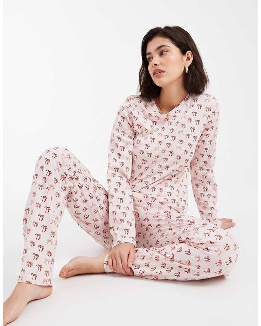 Pieces Pink Christmas Long Sleeve Pyjama Set