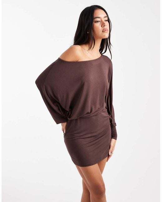 ASOS Red Fallen Shoulder Slouchy Batwing Mini Dress