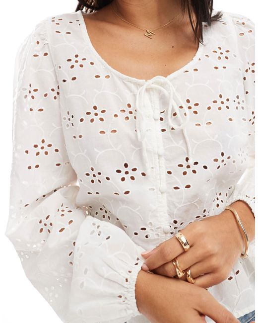 Pieces White – langärmlige bluse