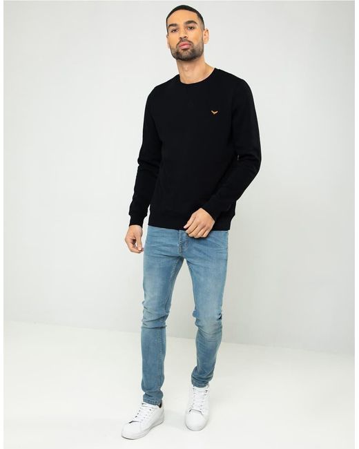 Threadbare Blue Cotton Blend Crew Neck Sweatshirt for men