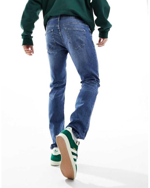 Only & Sons Blue Weft Regular Fit Stretch Jeans for men