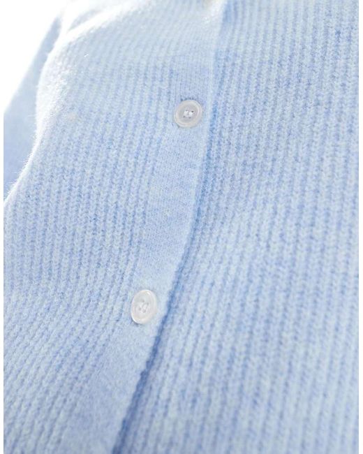Pieces Blue Soft Knit Short Sleeve Cardigan