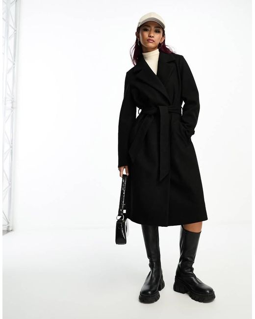 Vero Moda Black Belted Formal Midi Coat