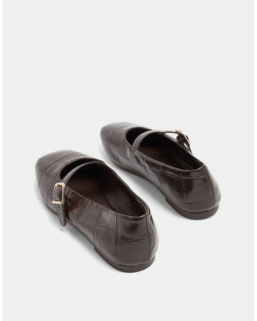 Yours Clothing Brown Wide Fit Patent Mary Jane Flats