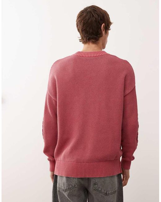 Collusion Red Knitted Crew Neck Jumper for men