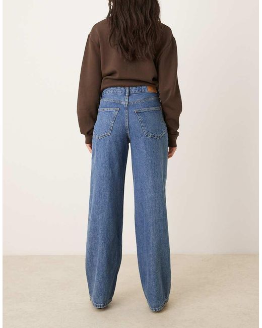 Gina Tricot Blue Wide Leg Front Seam Detail Jeans
