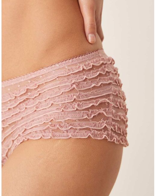 ASOS Multicolor Jessie Spot Embroidery Frill Mesh Hipster Short