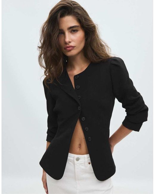 Stradivarius White Peplum Blazer