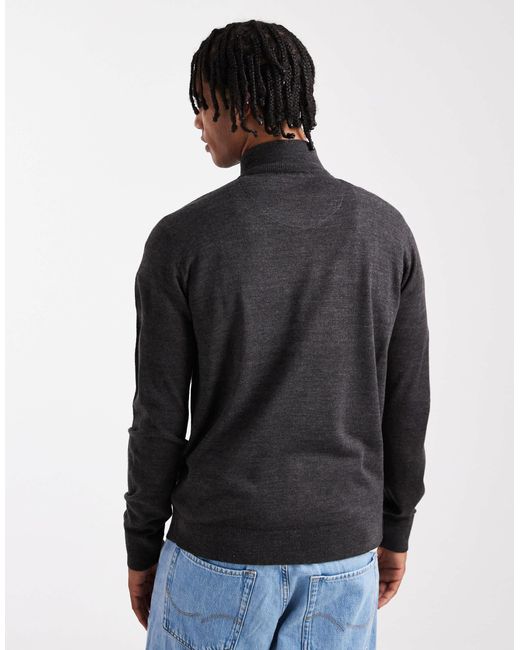Pull en maille fine à col zippé - anthracite Brave Soul pour homme en coloris Black