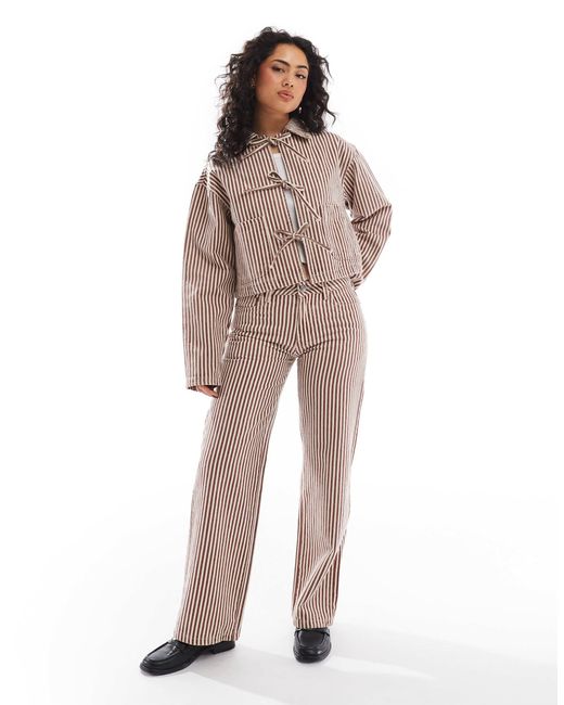 Jean baggy d'ensemble taille basse à rayures - et écru Daisy Street en coloris Natural
