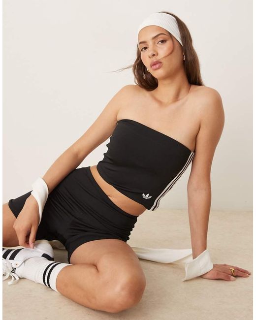 Adidas Originals Black Adicolor 3 Stripe Bandeau Top
