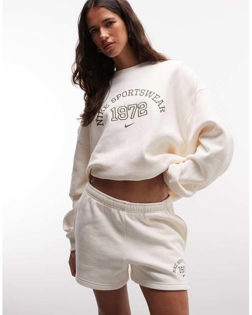 Nike White Studio Fleece Varsity Shorts