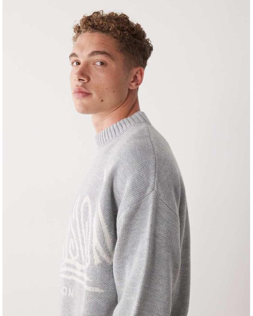 Collusion Gray Graffiti Graphic Knit Sweatshirt for men