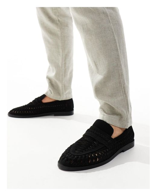 Mocasines s con diseño entretejido River Island de hombre de color Black