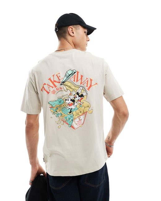 Only & Sons White Oversized T-shirt With Mickey Mouse Back Print for men