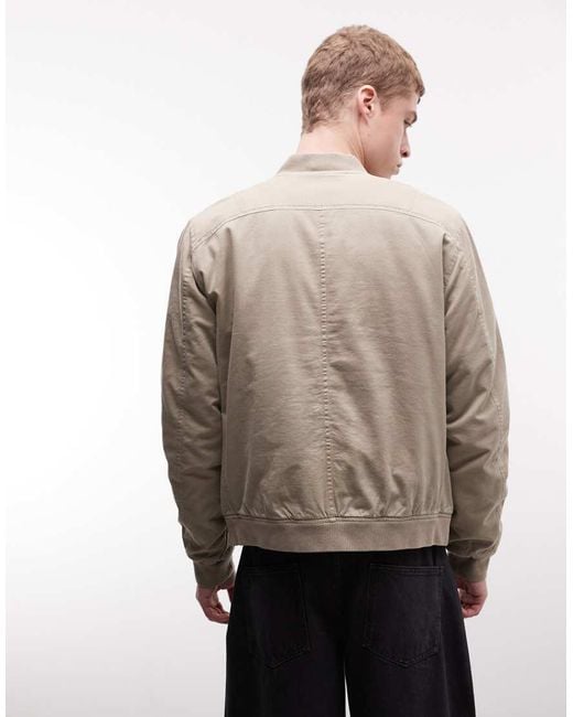 AllSaints Natural Forres Zip Through Logo Bomber Jacket for men