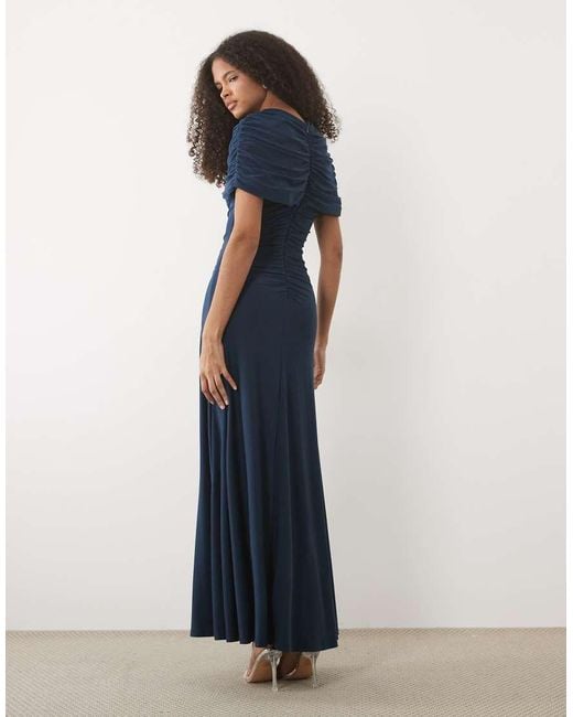 Forever New Blue Slinky Ruched Detail Maxi Dress
