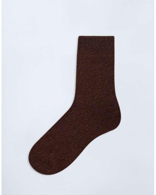 TOPSHOP Brown Fluffy Cozy Socks