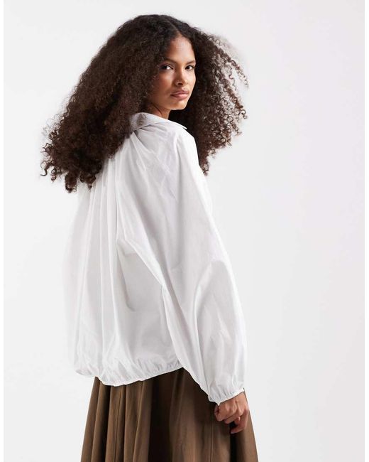 ASOS White Oversized Bubble Sleeve Shirt
