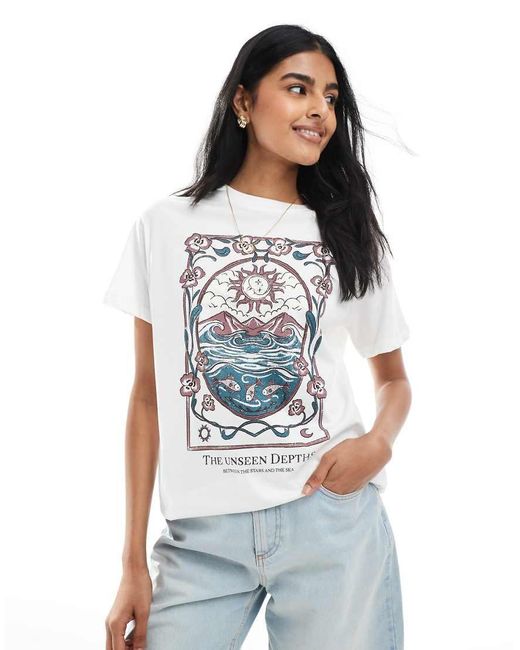 Pull&Bear White Scenic Graphic Tee