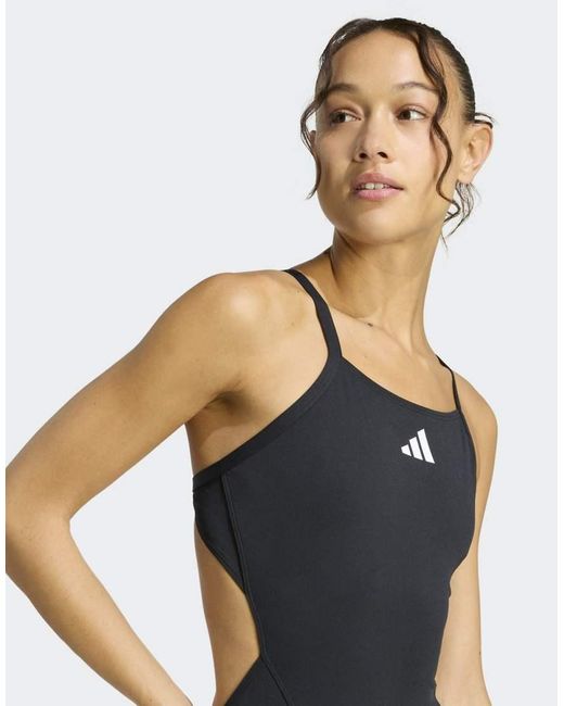 Adidas Originals Blue Ripstream Team Thin Straps C-Back Swimsuit