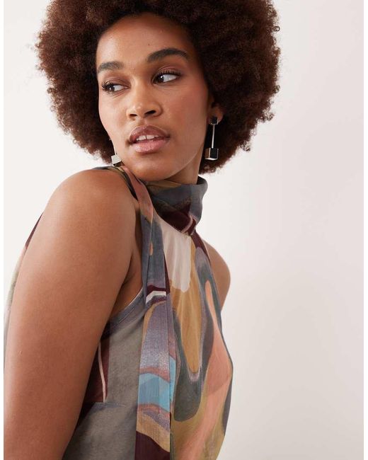ASOS Multicolor Asos Design Tall Halter Neck Scarf Detail Racer Chiffon Godet Maxi Dress