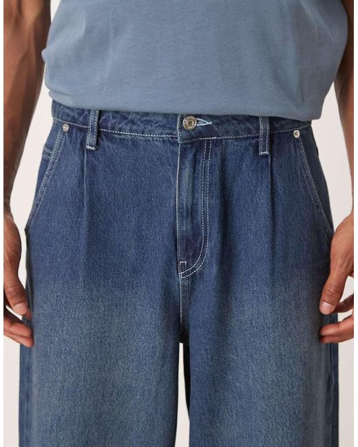 Jeans Super Larghi Color Indaco Slavato Con Pieghe di ASOS in Blue da Uomo