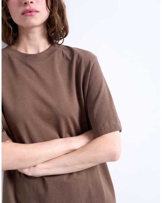 TOPSHOP Brown Oversized Premium Short Sleeve T-shirt Dress