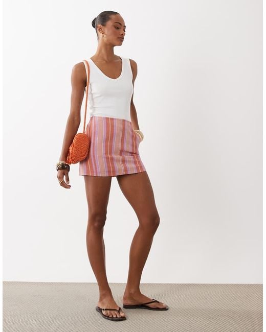 ASOS Multicolor Clean Look Linen Skort