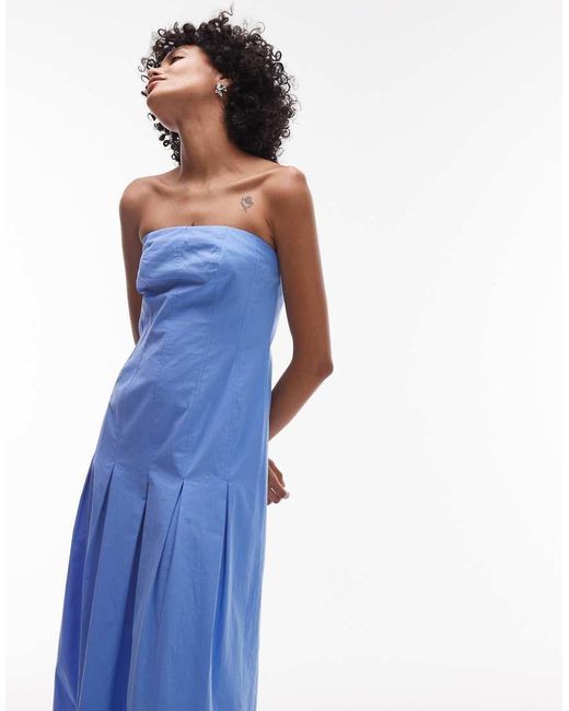 Vestito Midi A Fascia Polvere Con Cucitura di TOPSHOP in Blue