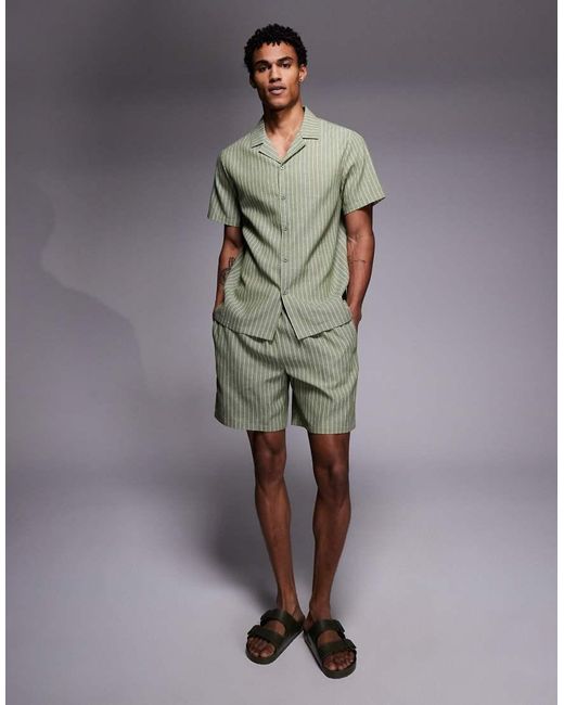 South Beach Green Linen Short for men