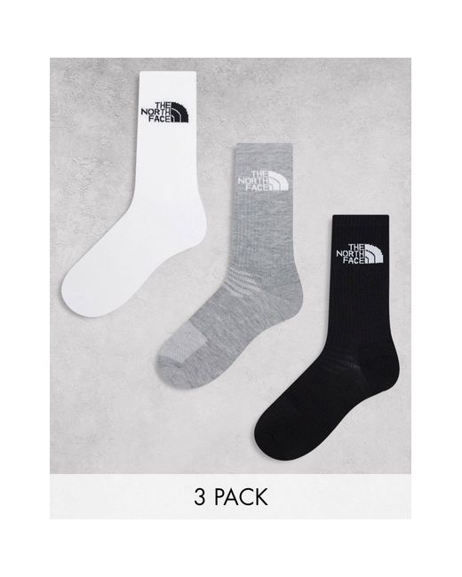 Simple dome - confezione da 3 paia di calzini bianchi, grigi e neri con logo di The North Face in White